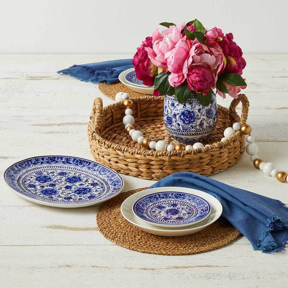 Indigo Bloom Appetizer Plates - Set of Four