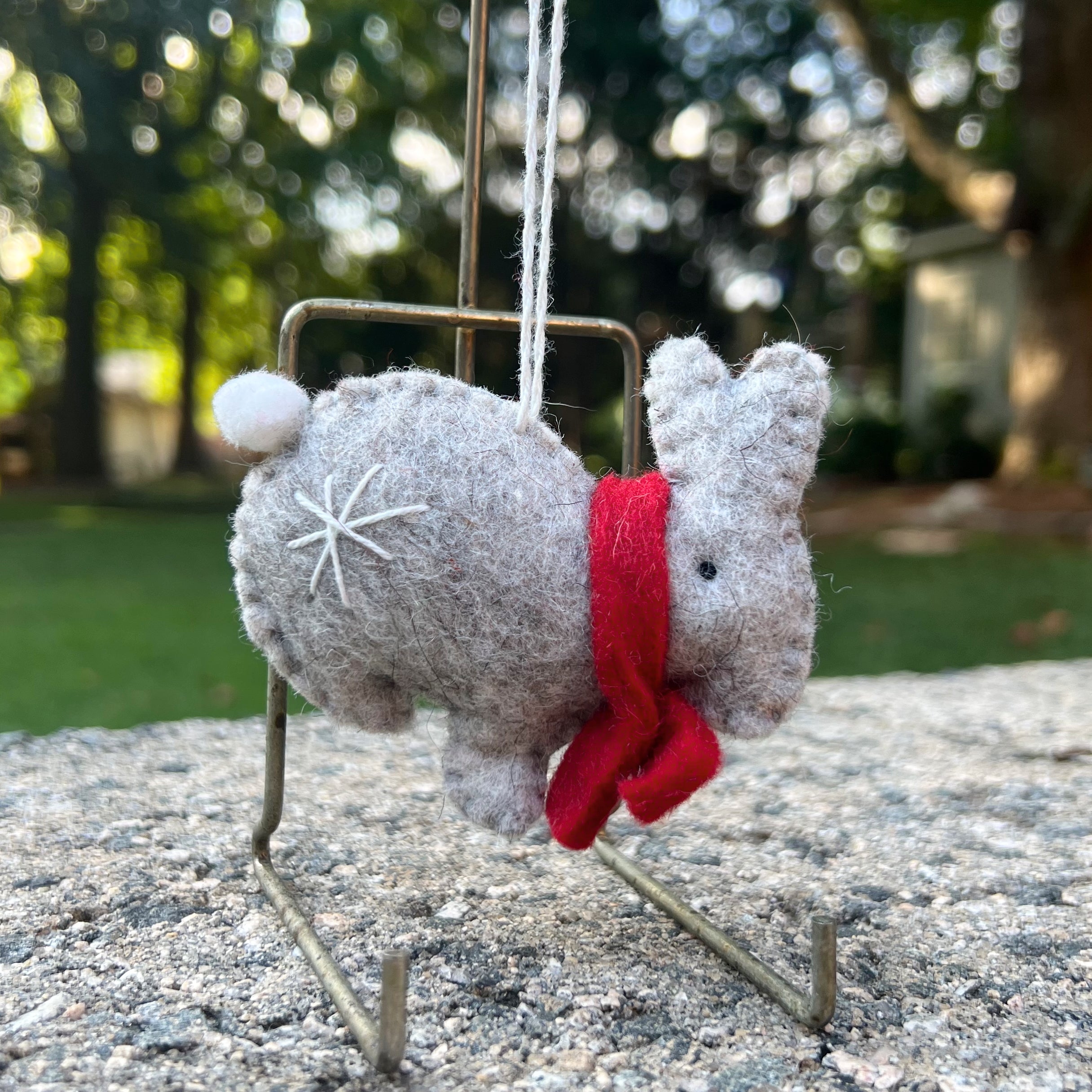 Bunny with Scarf Wool Felt Ornament