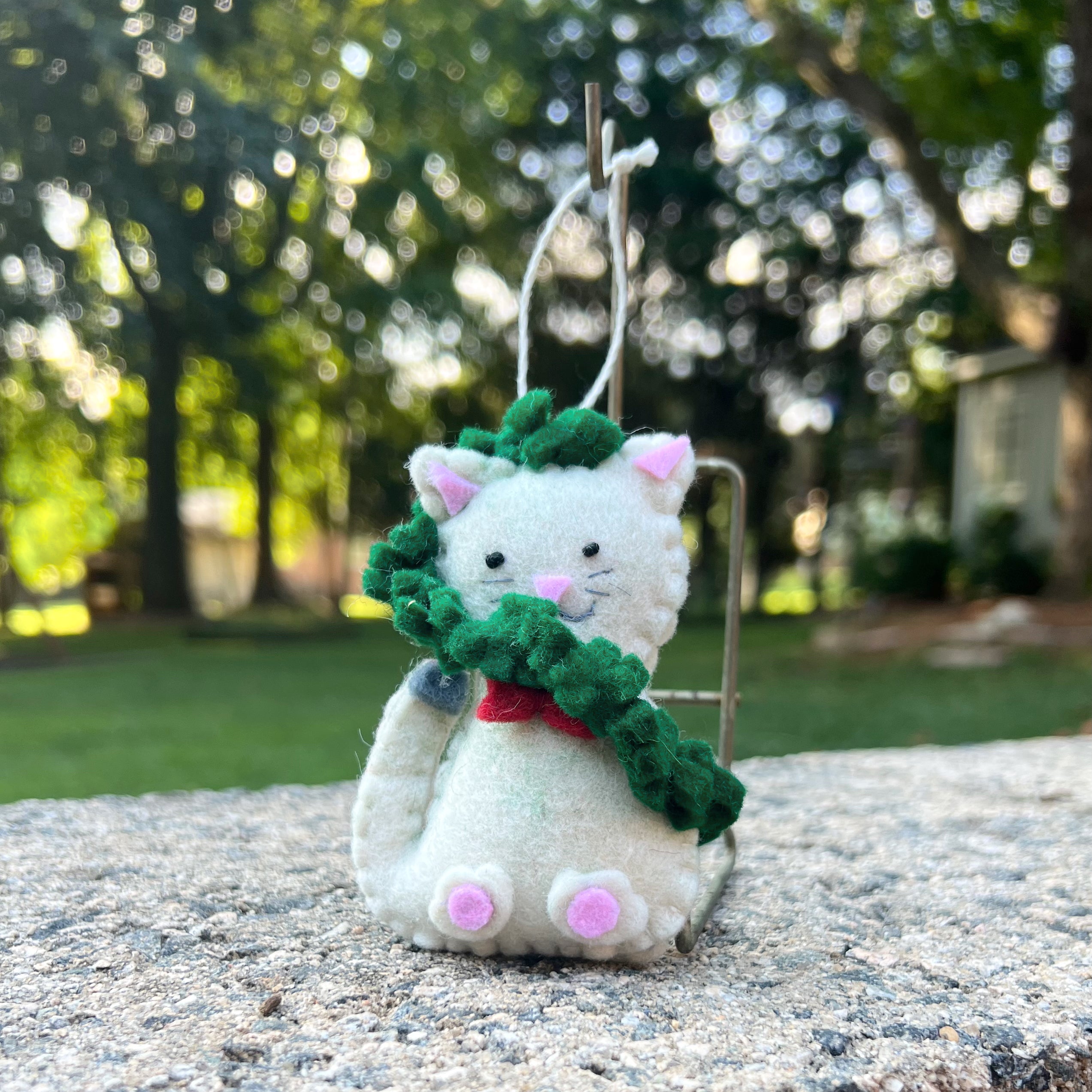 Cat with Garland Wool Felt Ornament