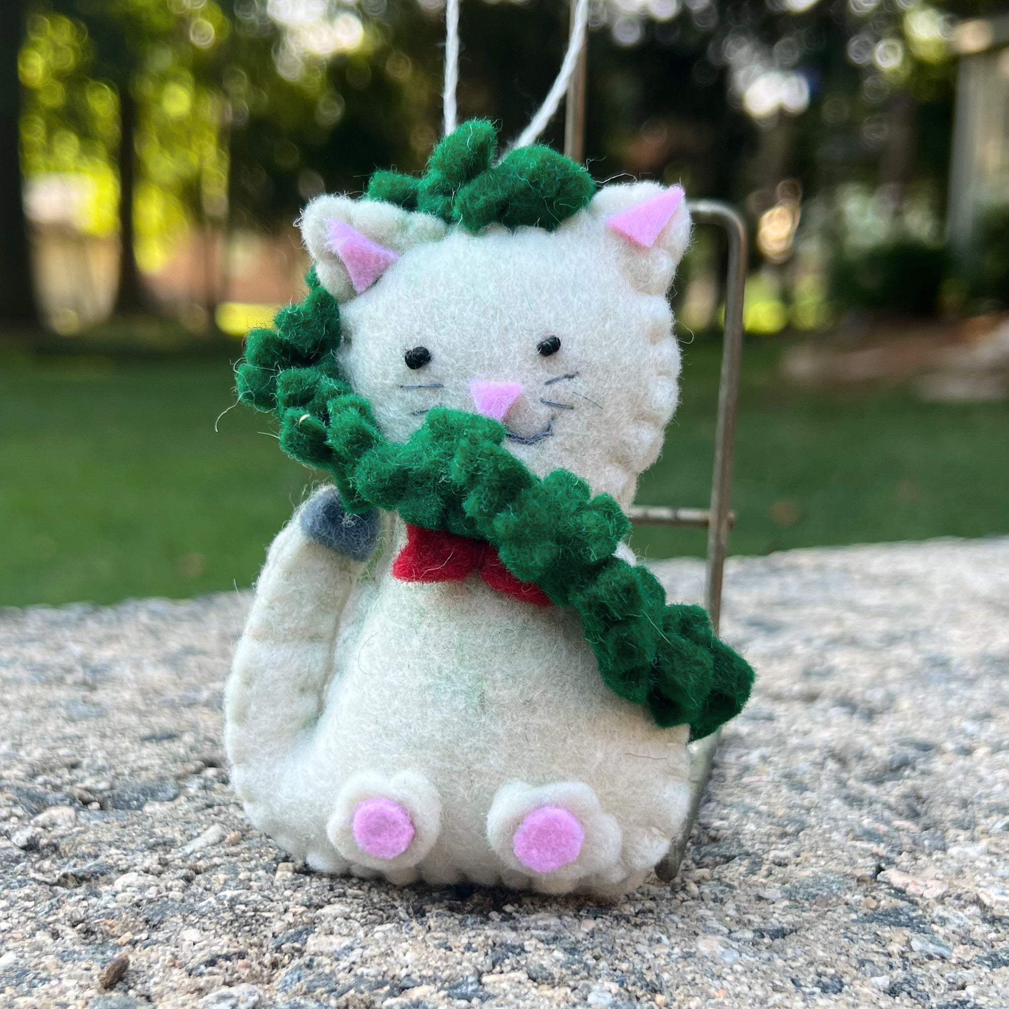 Cat with Garland Wool Felt Ornament