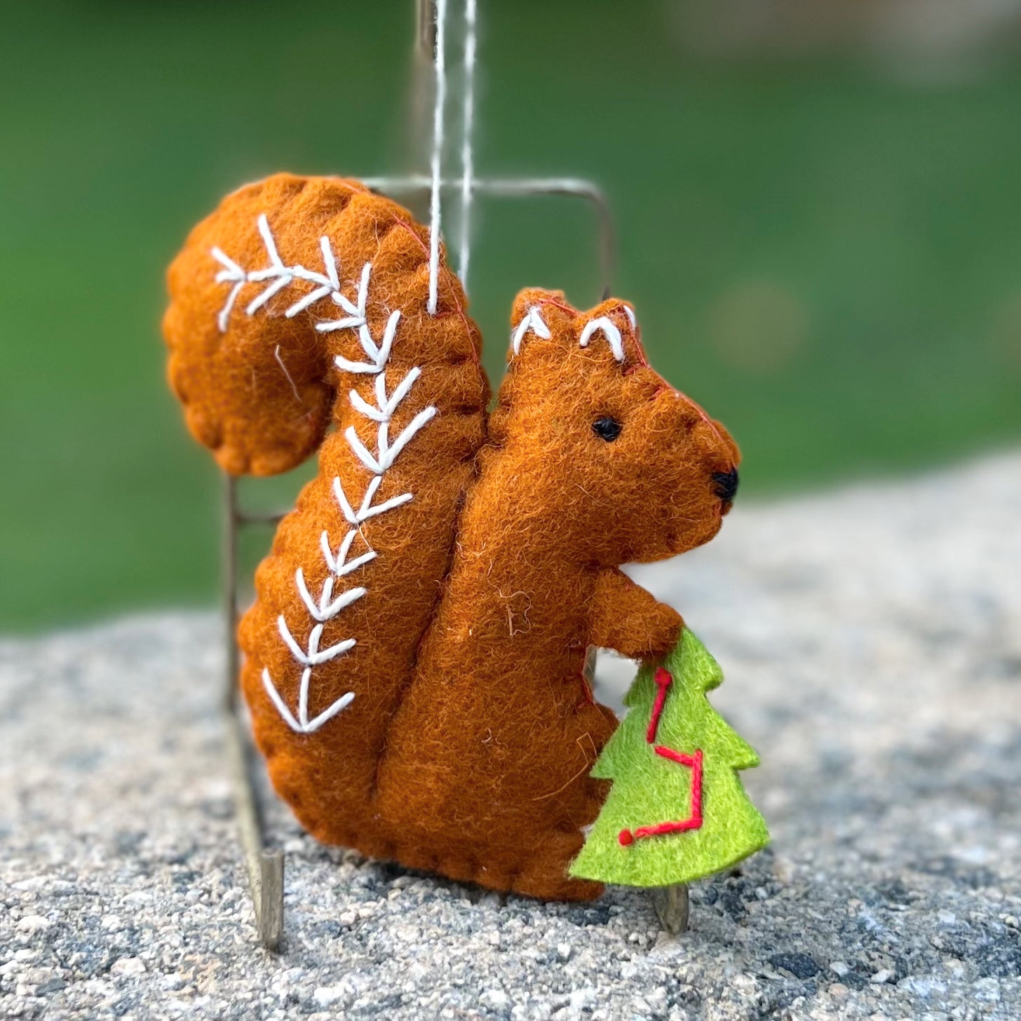 Squirrel with Tree Wool Felt Ornament