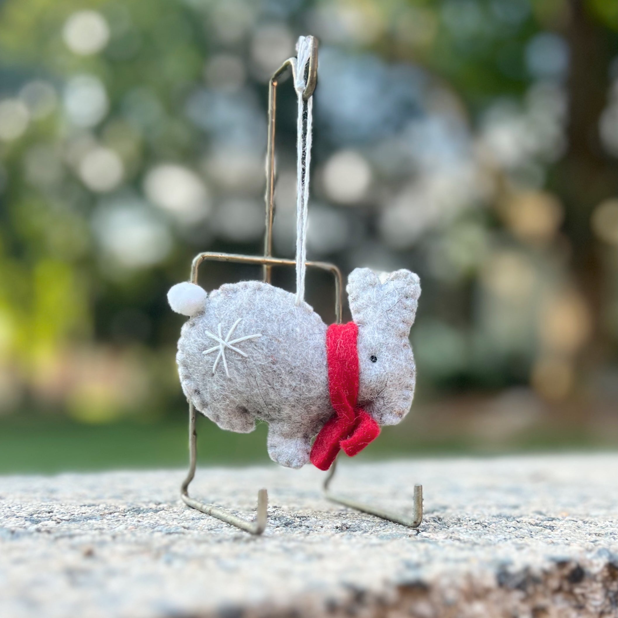 Bunny with Scarf Wool Felt Ornament