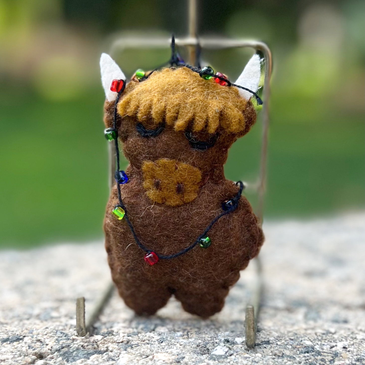 Highland Cow with Garland Wool Felt Ornament