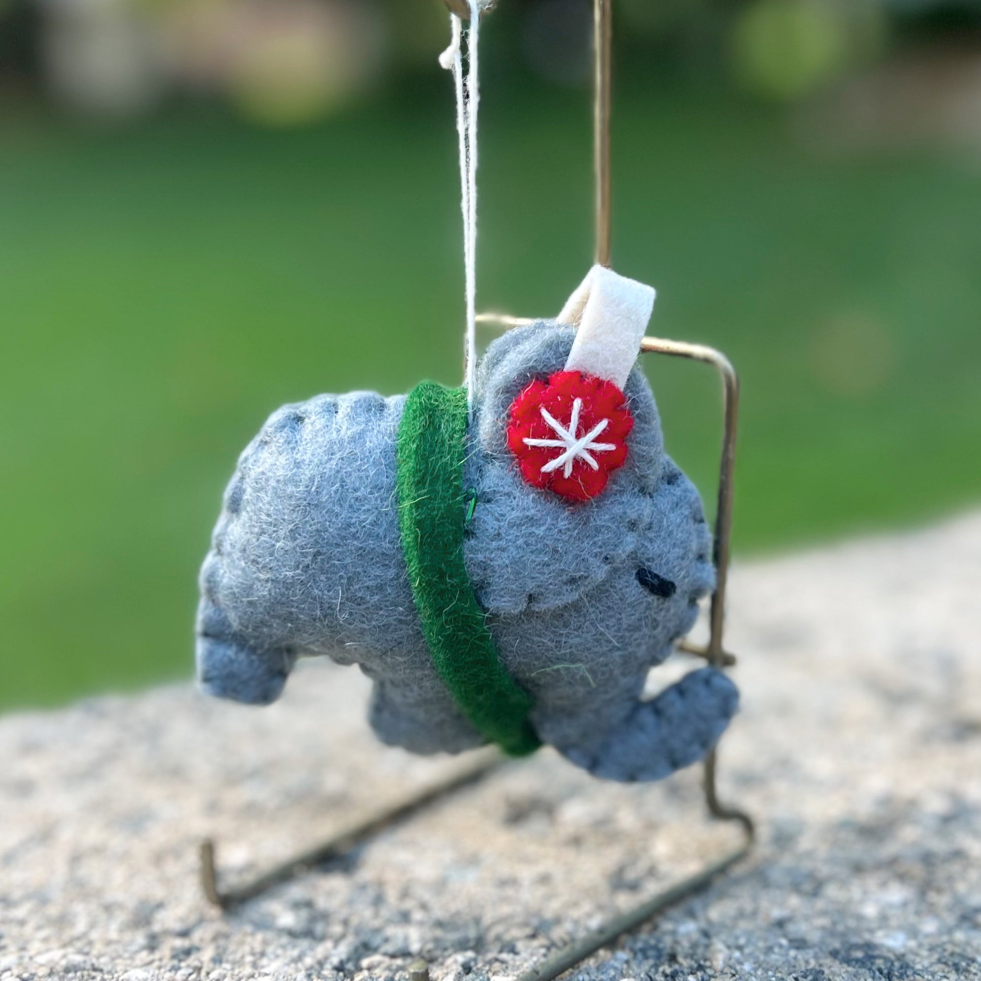 Elephant with Ear Muffs Wool Felt Ornament