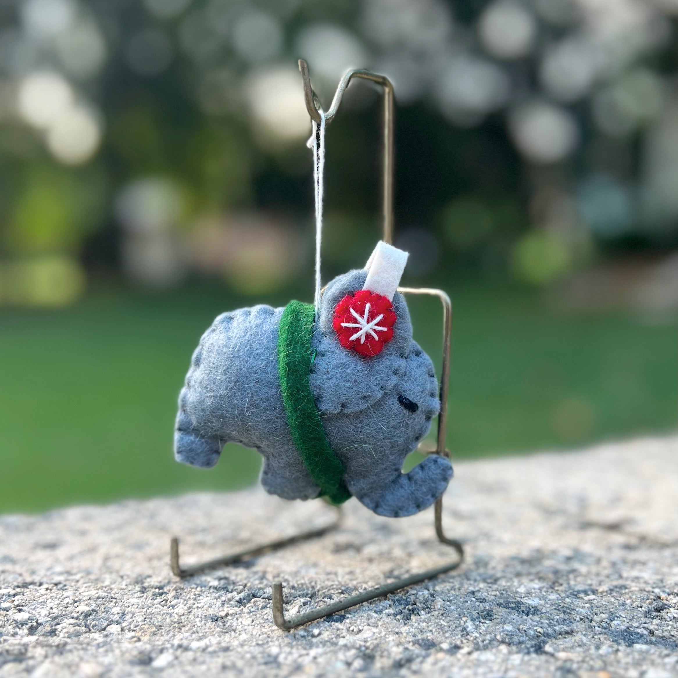 Elephant with Ear Muffs Wool Felt Ornament