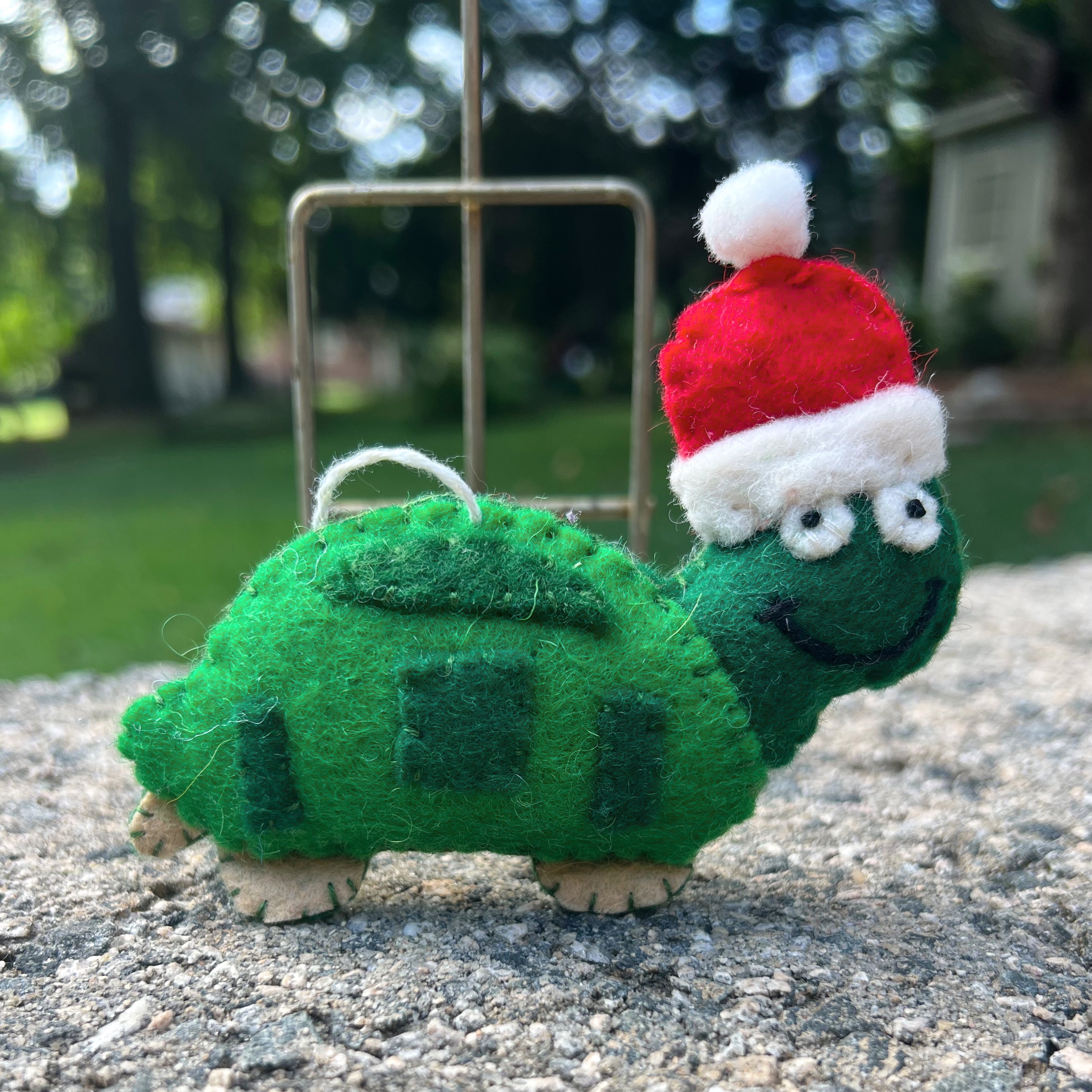 Turtle with Hat Wool Felt Ornament