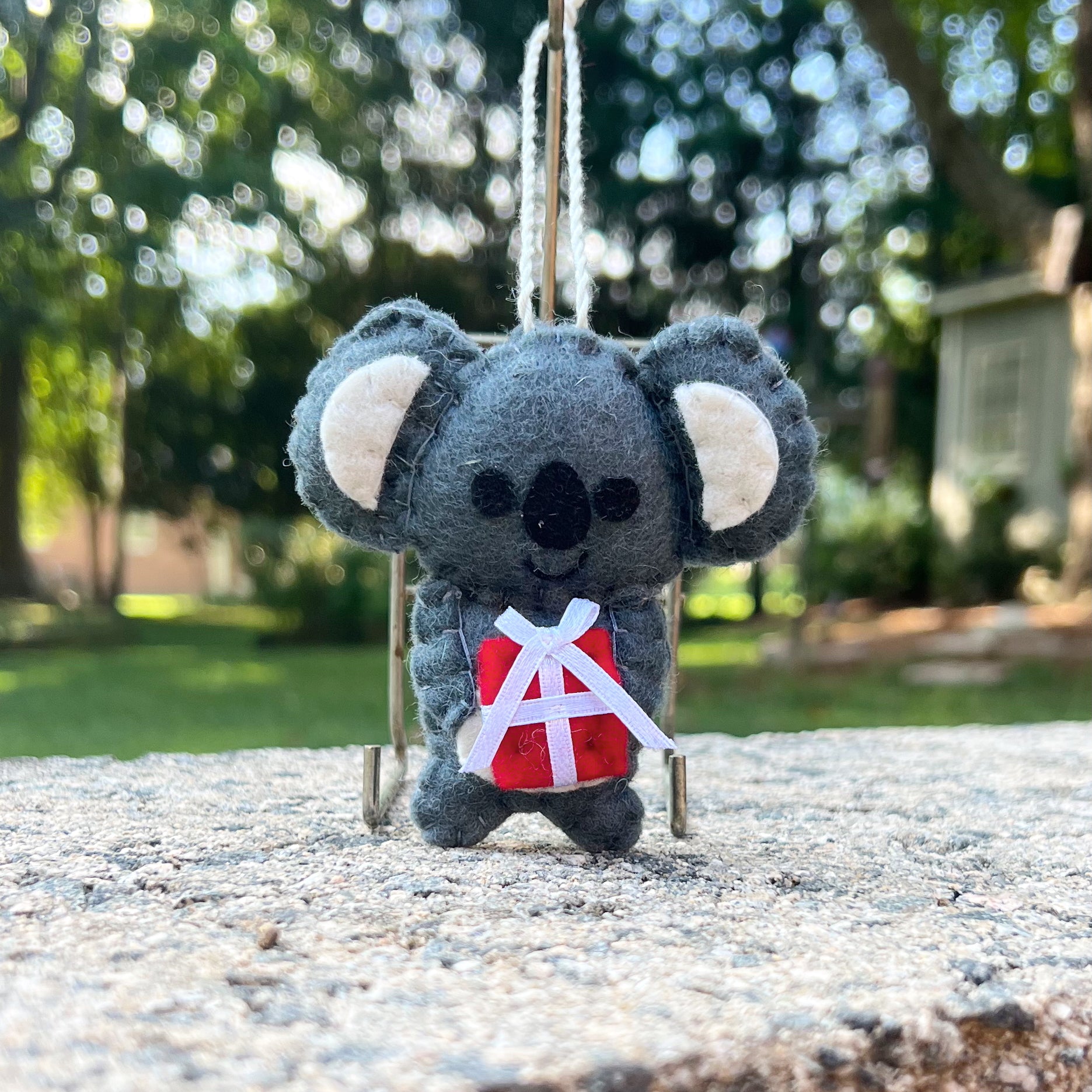 Koala with Gift Wool Felt Ornament