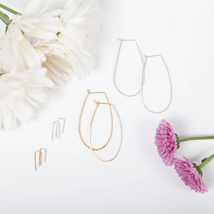 Azmera Hammered Hoop Earrings (Sterling Silver)