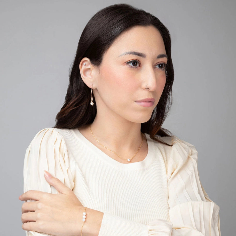 Rana Pearl Threader Earrings (14k Gold Filled)