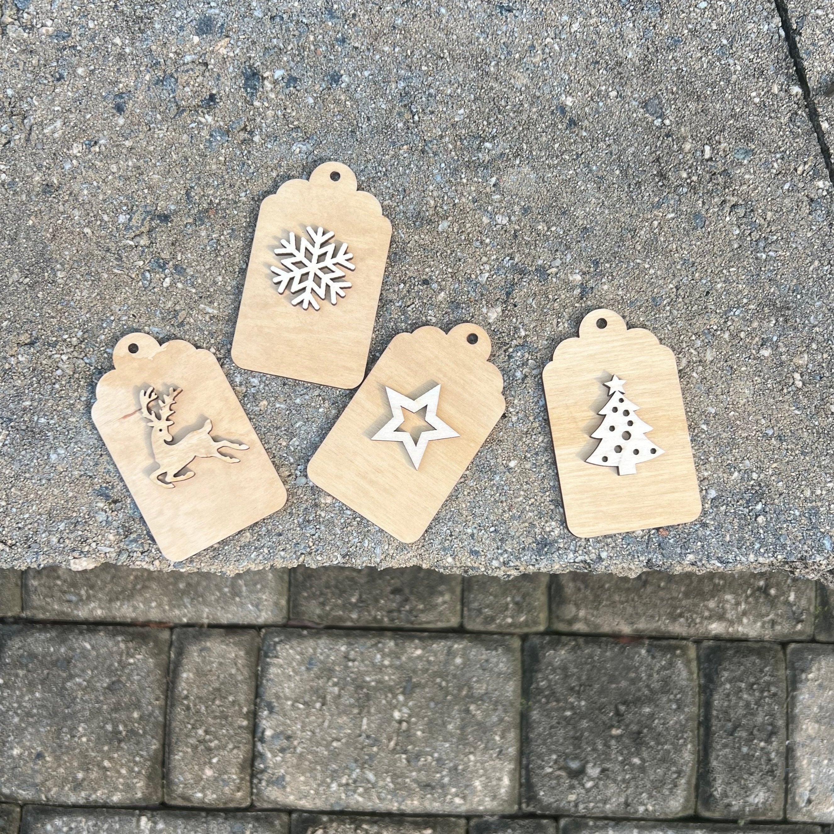 Gift Tag Ornaments - Set of Four