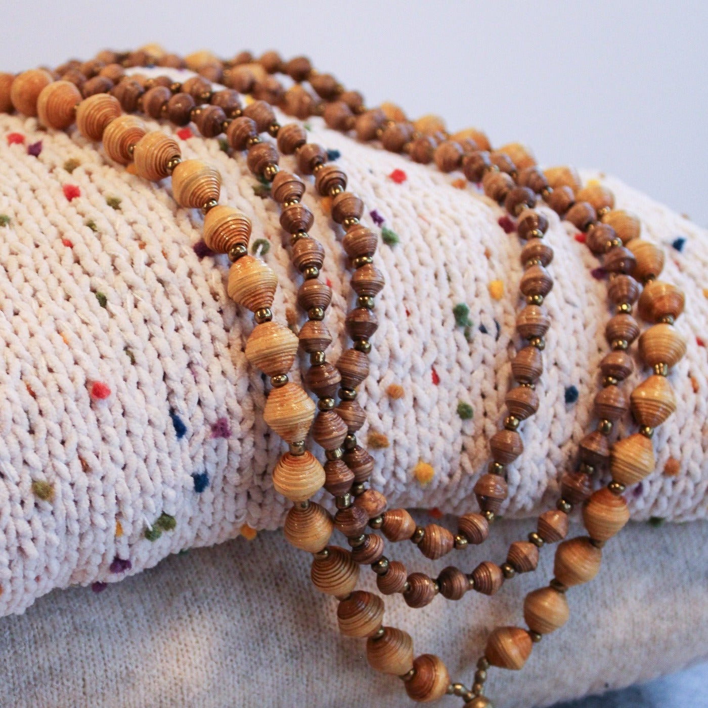 Long Mini Paper Bead Necklace