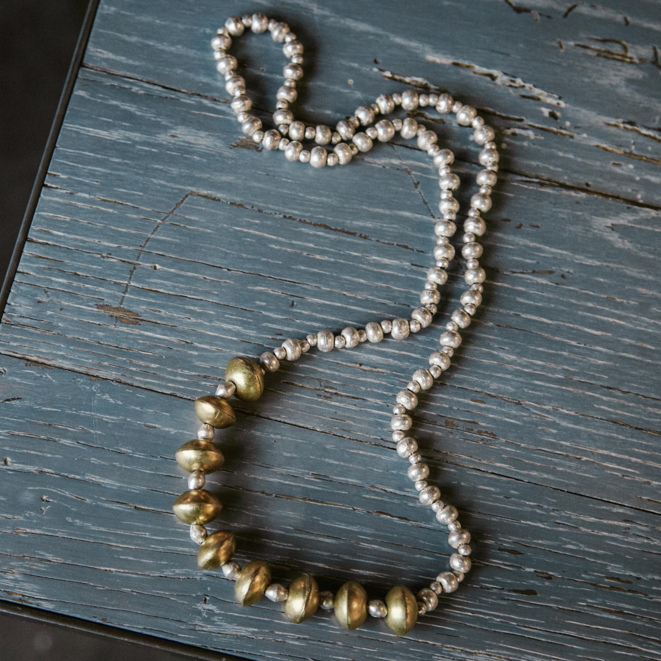 Silver & Gold Artillery Bead Necklace