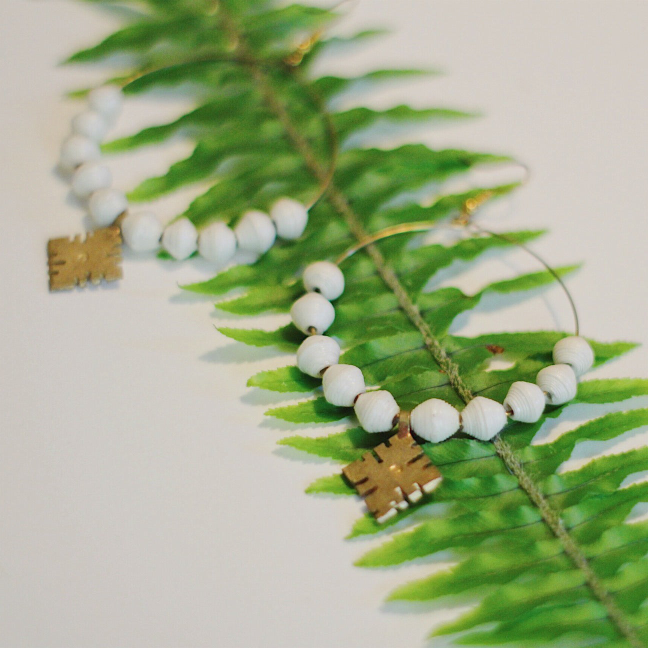 Hoop Earrings with Beads and Cross