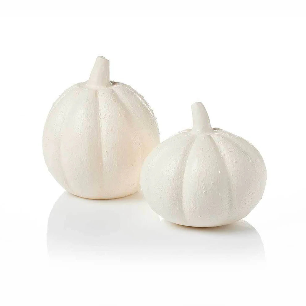 Textured Papier-mâché Pumpkins - Set of 2