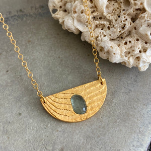 Half Moon Necklace - Gold & Sea Glass