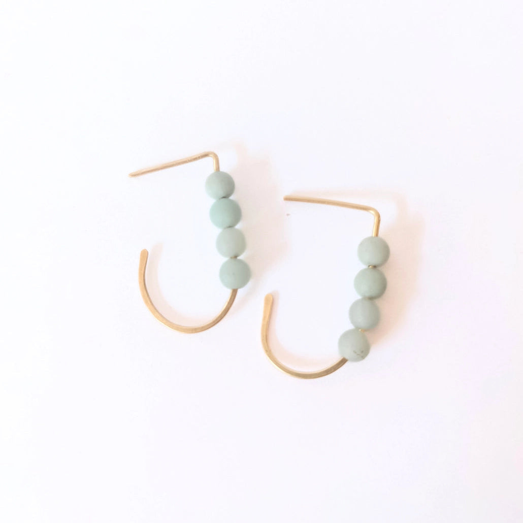 Jordan Amazonite Beaded J-Hoop Earrings
