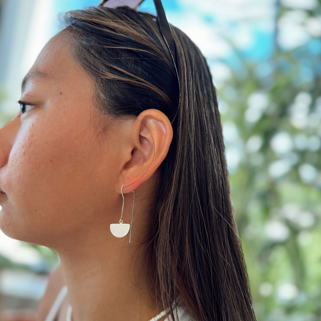 Hanging Half Moon Earrings - Silver