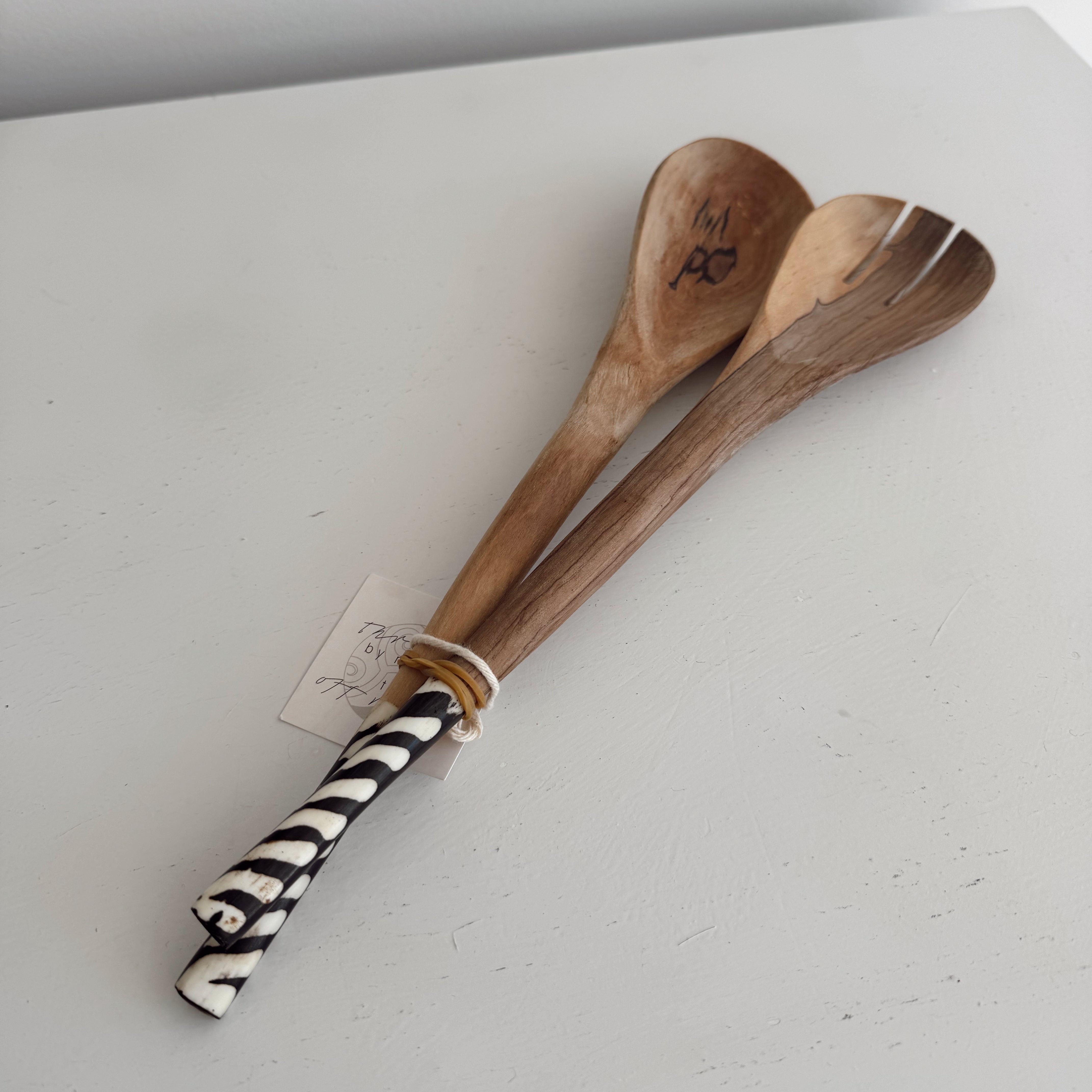 Wood and Bone Salad Servers #2