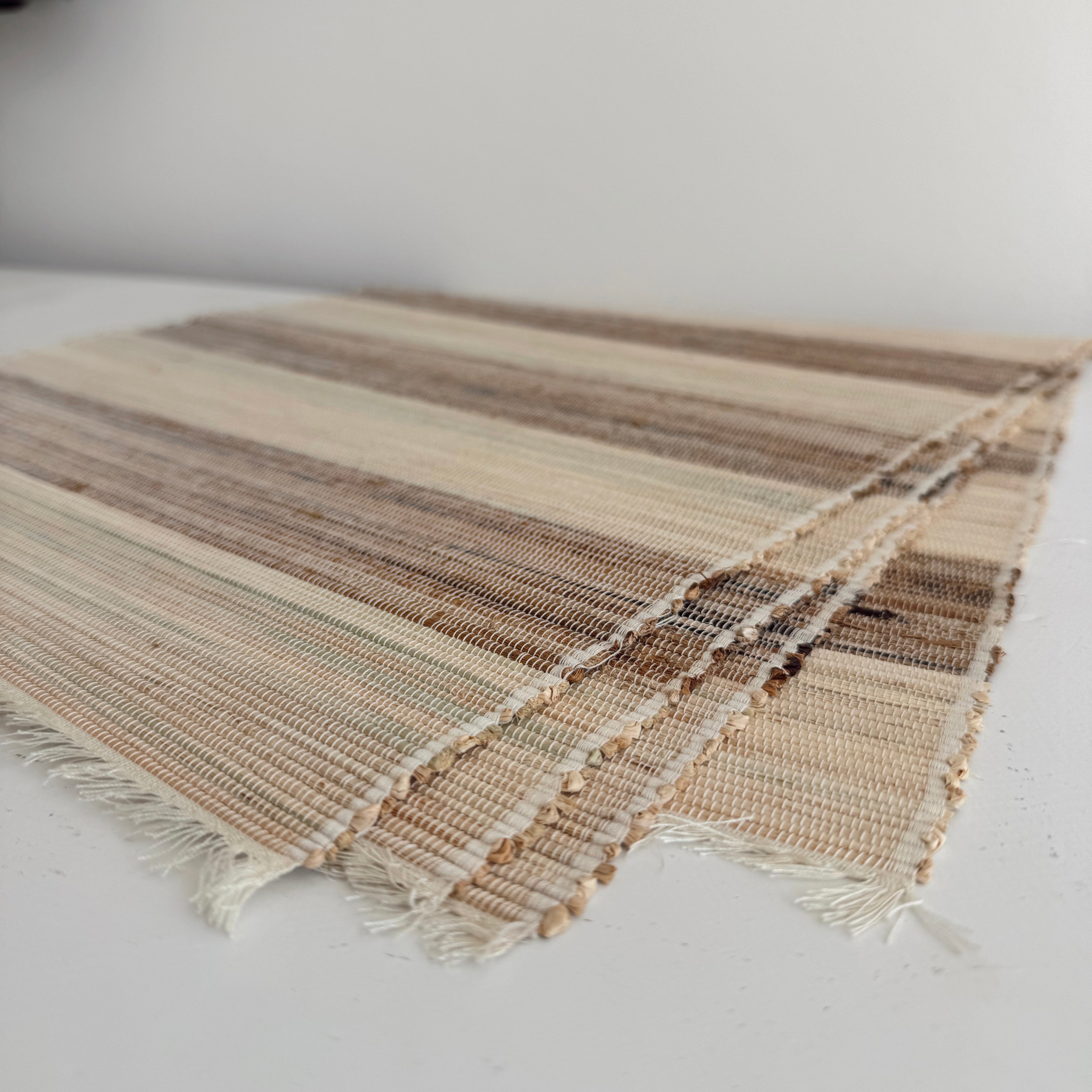 Raffia Grass and Banana Leaf Table Runner and 8 Placemats