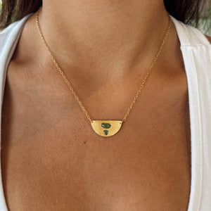 Half Moon Necklace - Gold & Sea Glass