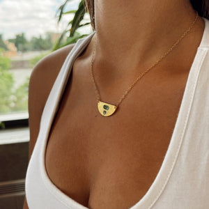 Half Moon Necklace - Gold & Sea Glass