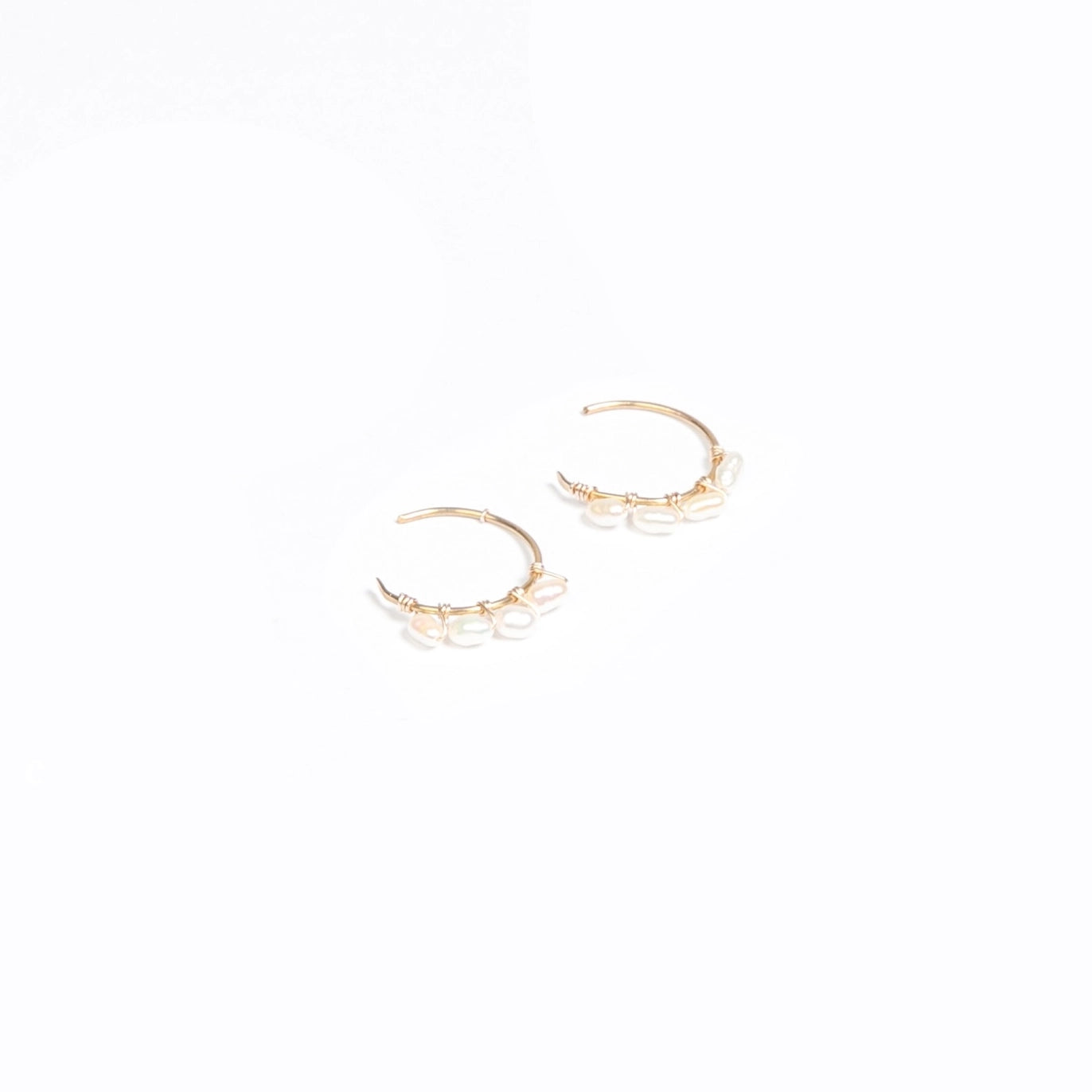 Victoria Rice Pearl Hoop Earrings (14k Gold Filled)