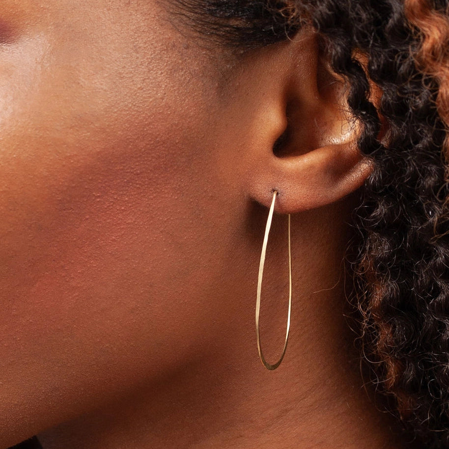 Azmera Hammered Hoop Earrings (14K Gold-Filled)