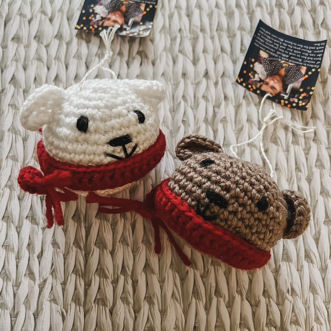 Crochet bear ornament