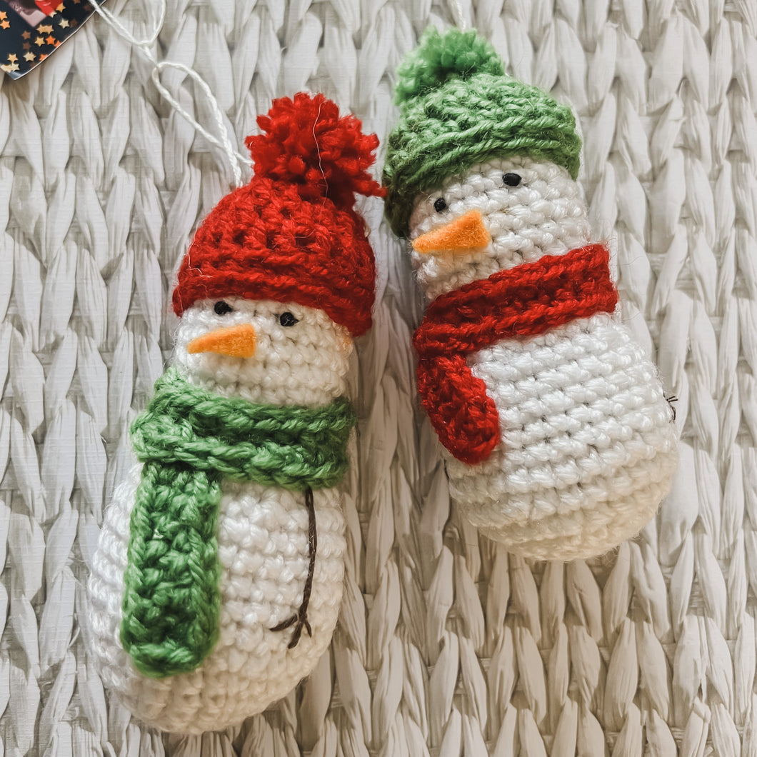 Crochet Snowpal ornament