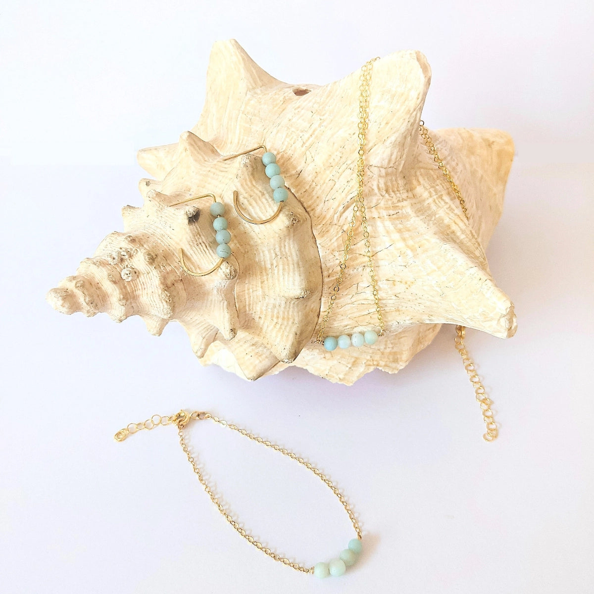 Jordan Amazonite Beaded J-Hoop Earrings