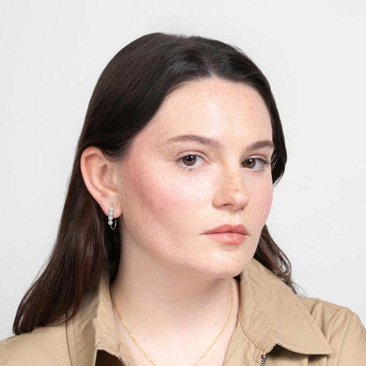 Jordan Amazonite Beaded J-Hoop Earrings