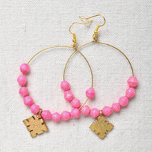 Load image into Gallery viewer, Hoop Earrings with Beads and Cross
