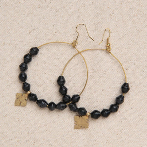 Hoop Earrings with Beads and Cross